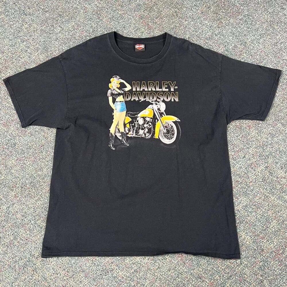 Harley Davidson black biker tee with pin-up girl graphic